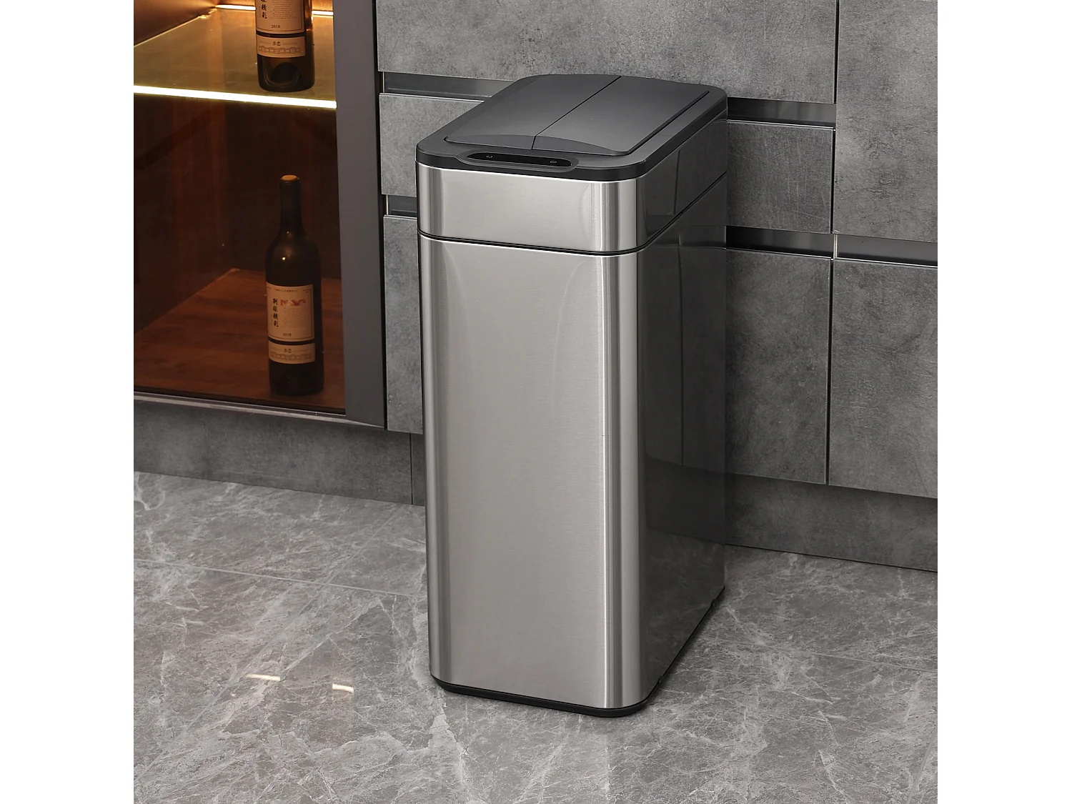 SVITA SE60L Poubelle à capteur Poubelle automatique Poubelle de cuisine Argent