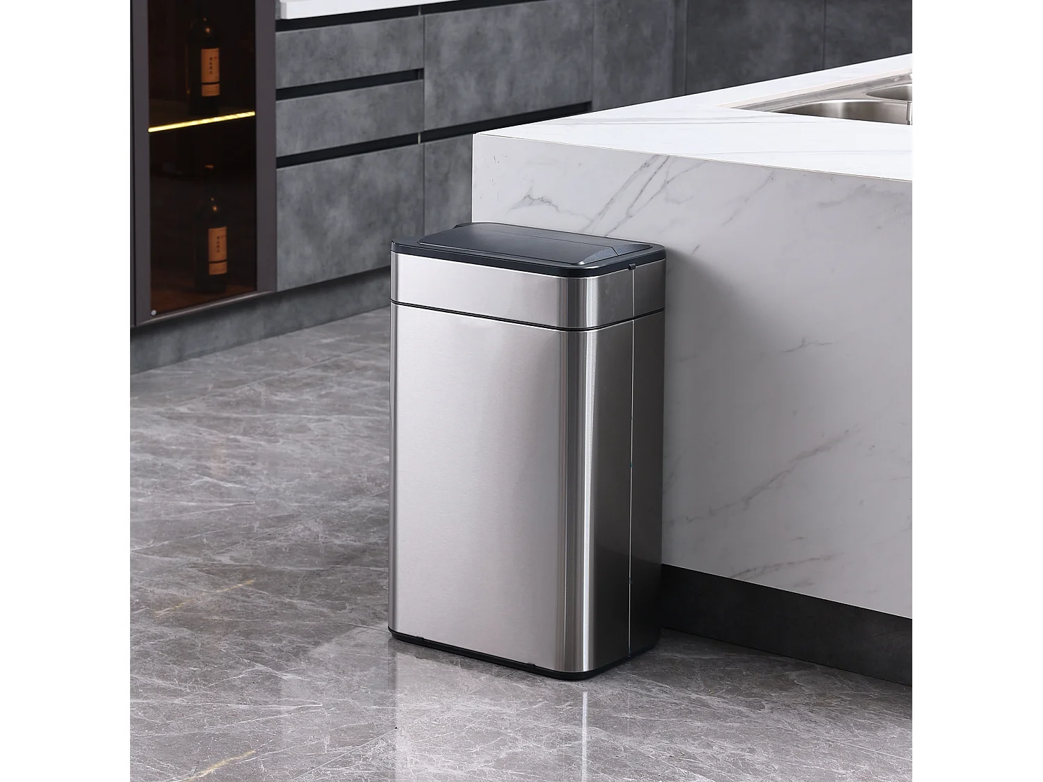SVITA SE60L Poubelle à capteur Poubelle automatique Poubelle de cuisine Argent