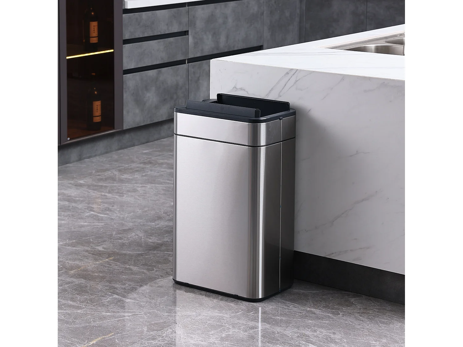 SVITA SE60L Poubelle à capteur Poubelle automatique Poubelle de cuisine Argent