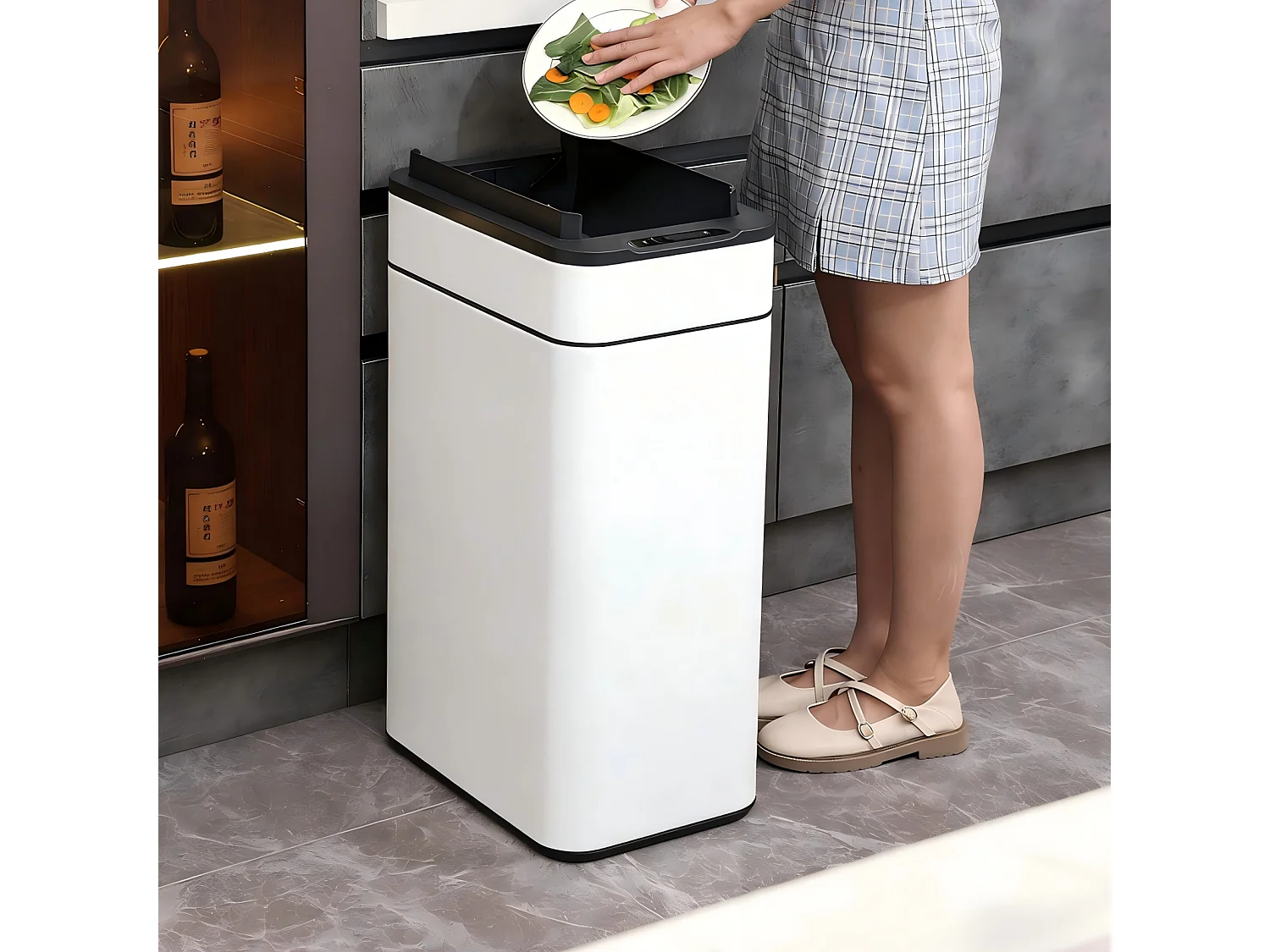 SVITA SE60L Poubelle à capteur Poubelle automatique Poubelle de cuisine Blanc