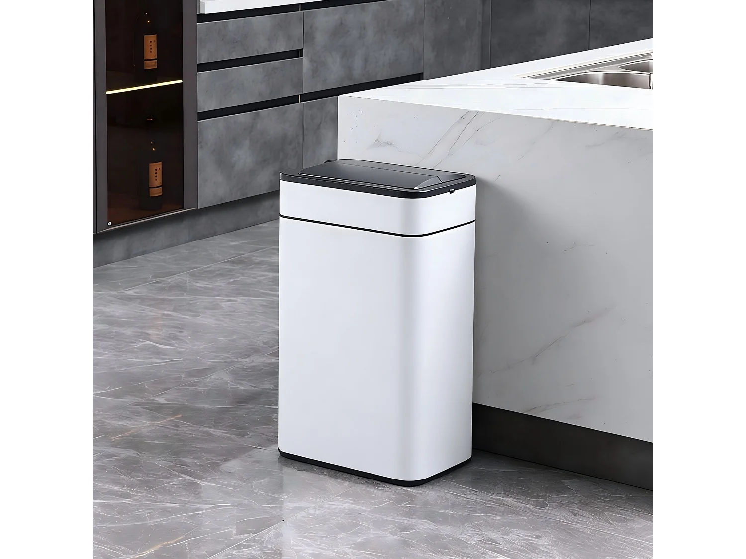 SVITA SE60L Poubelle à capteur Poubelle automatique Poubelle de cuisine Blanc