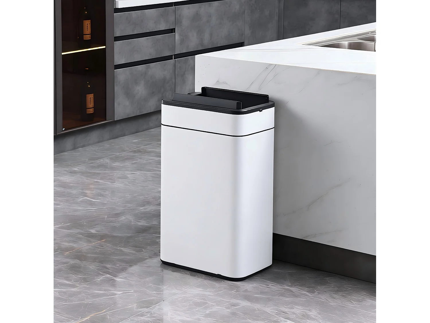SVITA SE60L Poubelle à capteur Poubelle automatique Poubelle de cuisine Blanc
