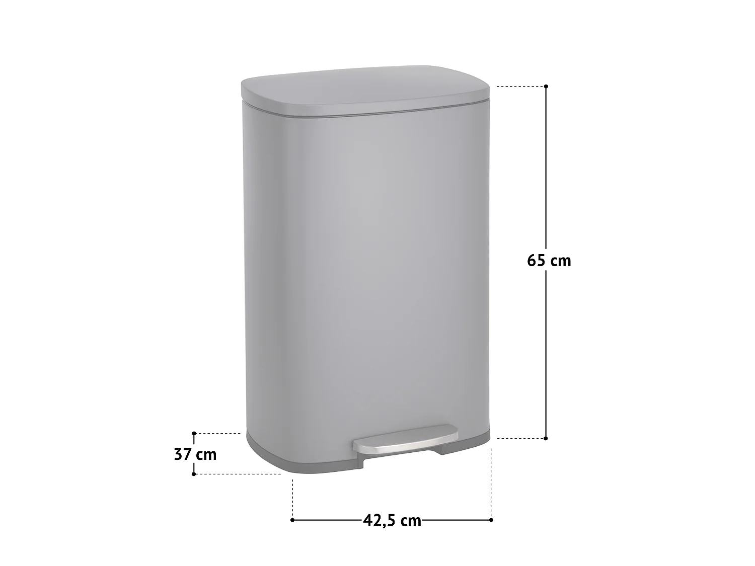 50L Poubelle à pédale Couvercle Softclose Argent