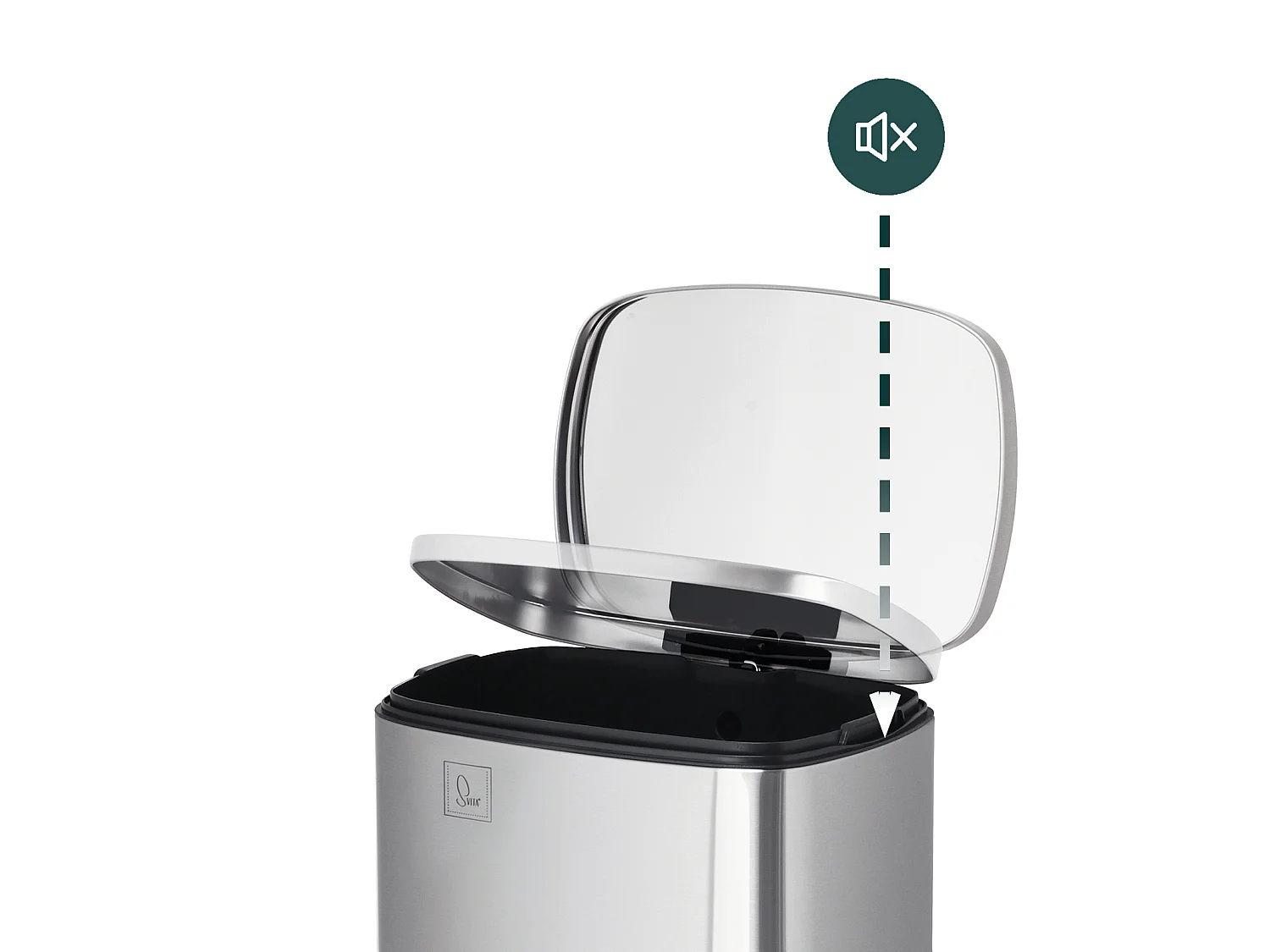 50L Poubelle à pédale Couvercle Softclose Argent