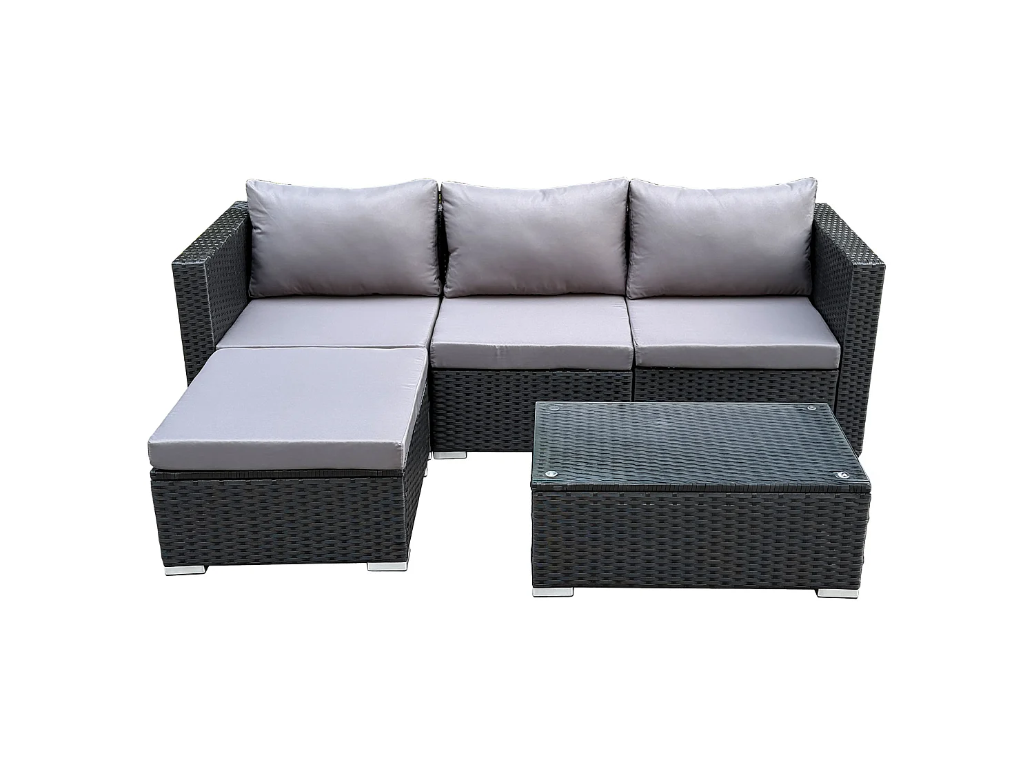 Ensemble de salon de jardin SVITA QUEENS mobilier de jardin coin salon housse polyrotin noir