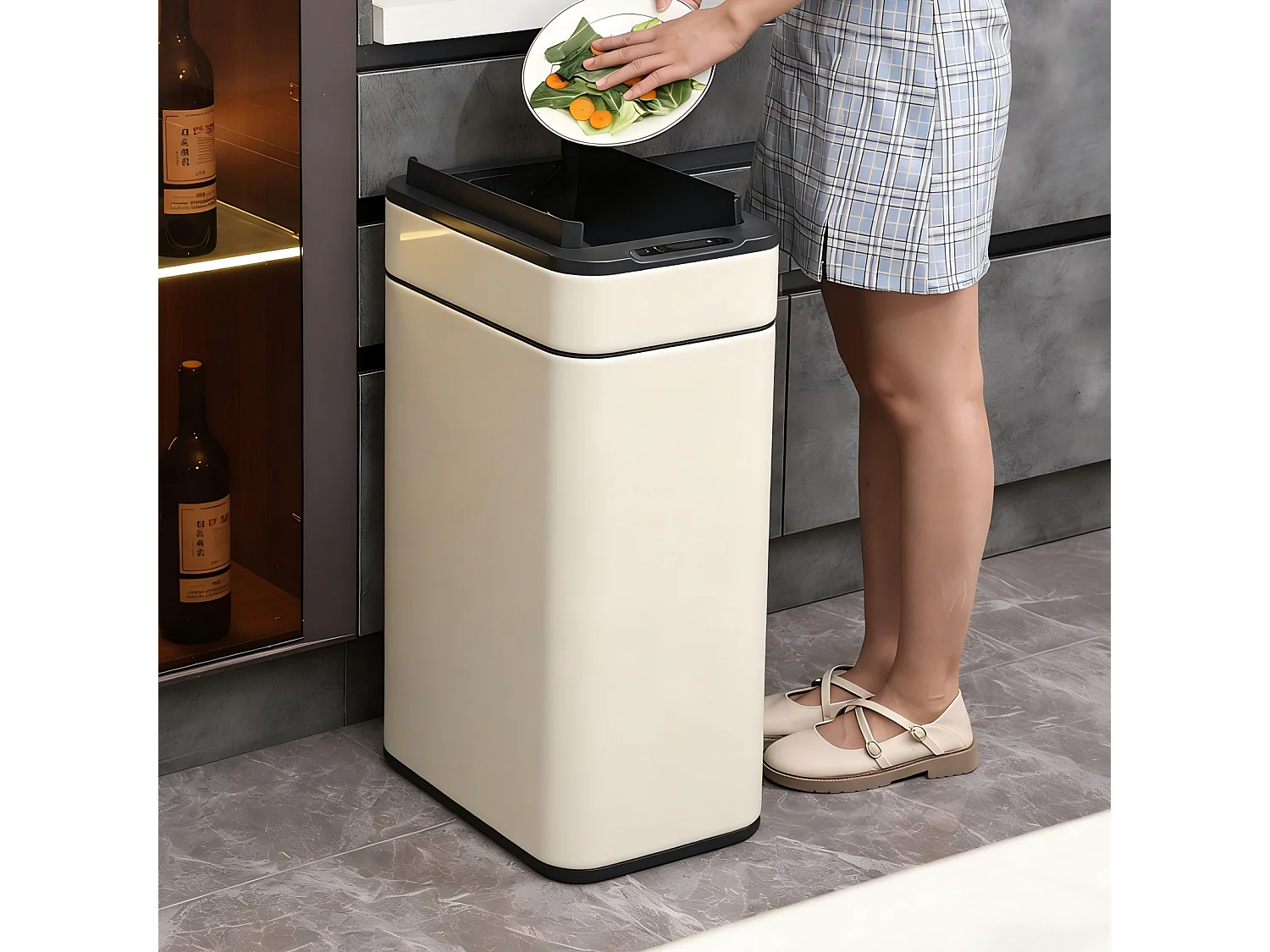 SVITA SE60L Poubelle à capteur Poubelle automatique Poubelle de cuisine Taupe