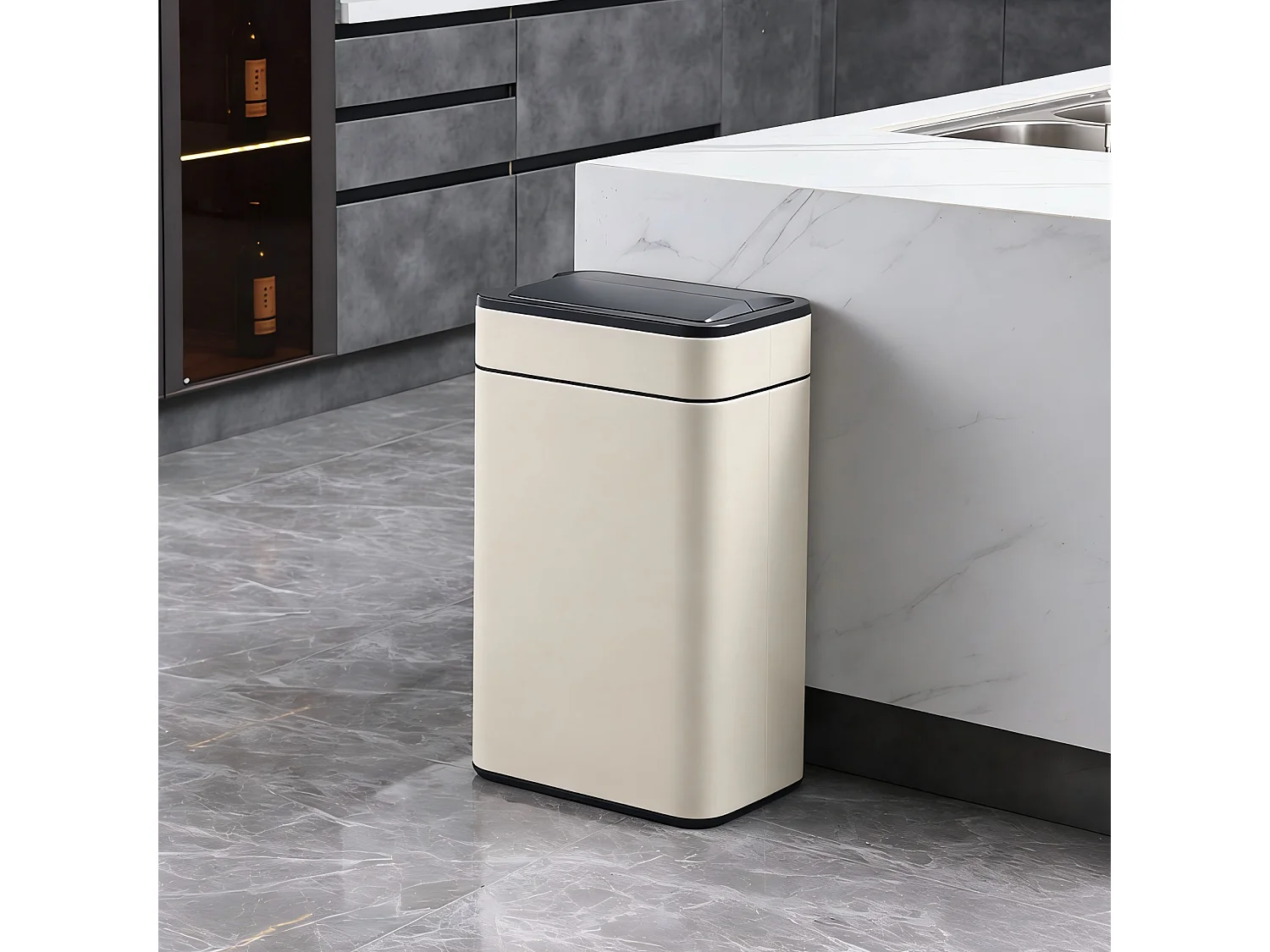 SVITA SE60L Poubelle à capteur Poubelle automatique Poubelle de cuisine Taupe