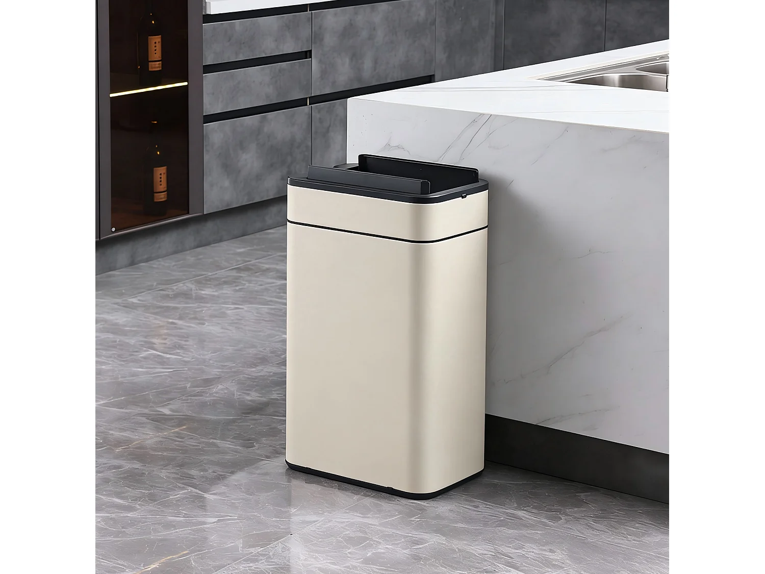 SVITA SE60L Poubelle à capteur Poubelle automatique Poubelle de cuisine Taupe