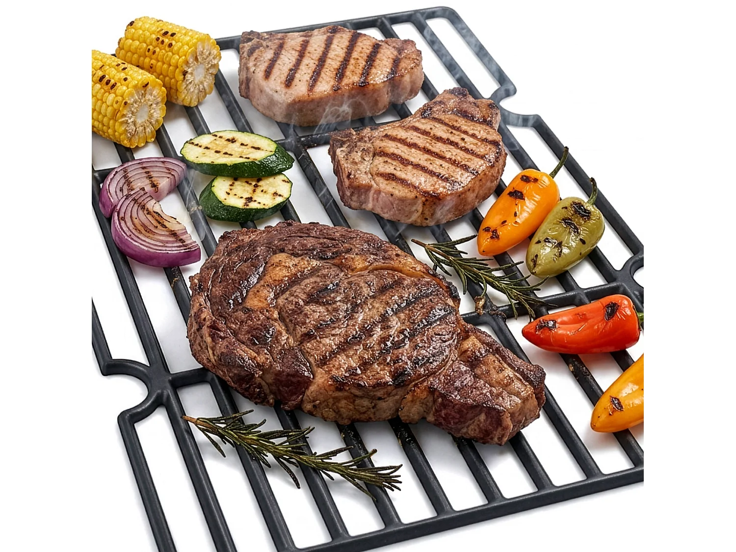 Grilles de barbecue en fonte TAINO HERO XL, accessoires en fonte, grille de barbecue universelle 2 pièces