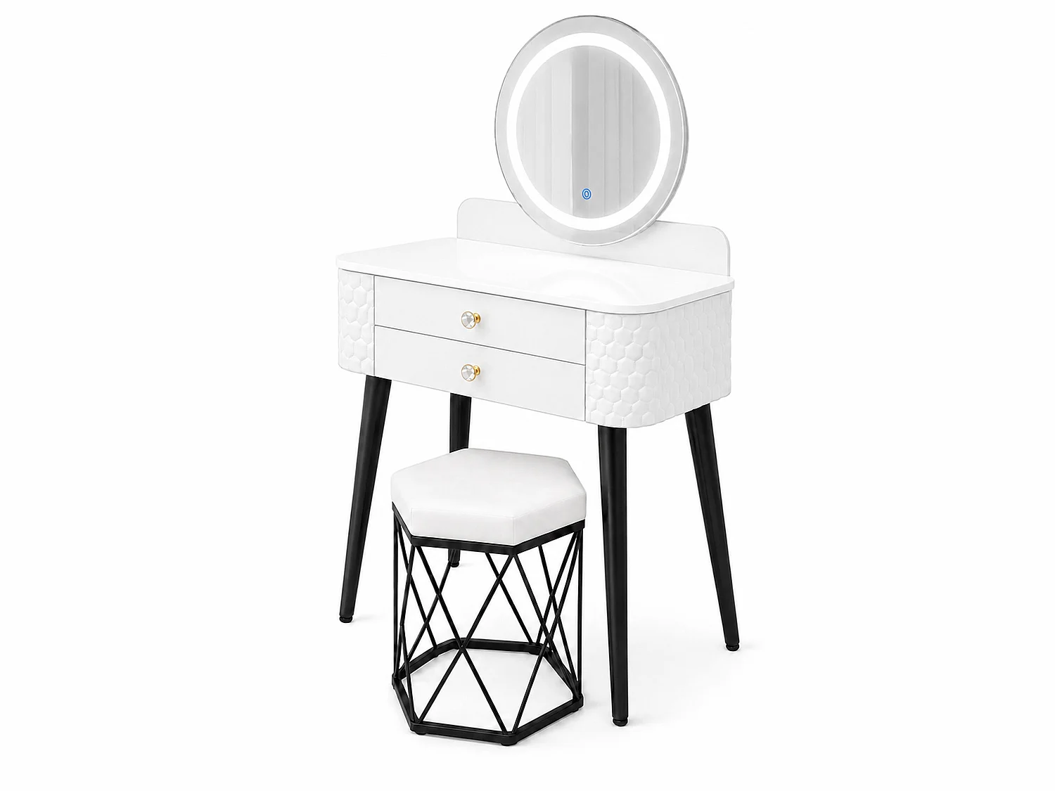 Dressing Table with LED Mirror, Storage Drawer & Makeup Vanity Desk - white W60 - Bella