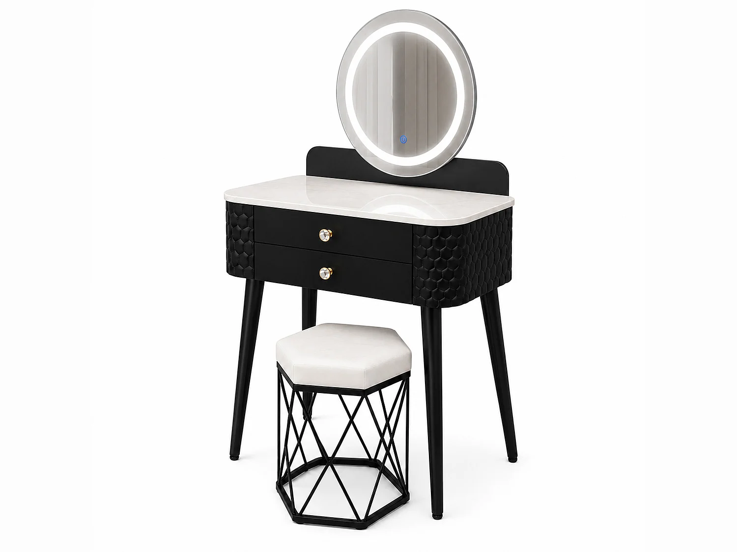 Dressing Table with LED Mirror, Storage Drawer & Makeup Vanity Desk - black W60 - Bella
