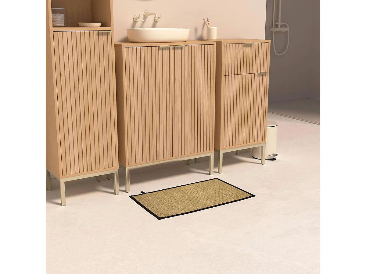Tapis de Salle de Bain en Bambou "Stemy" 50x80cm Noir