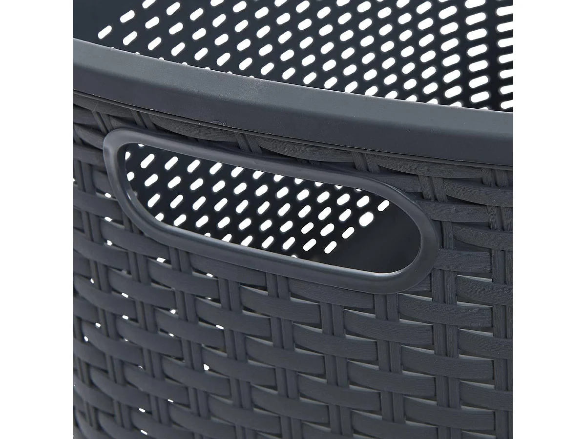 Corbeille à Linge Effet Rotin "Raga" 40L Gris Foncé