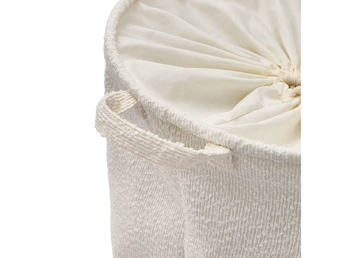 Panier à Linge Bouclette "Yla" 56L Blanc