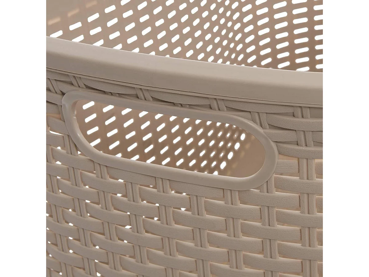 Corbeille à Linge Effet Rotin "Raga" 40L Marron