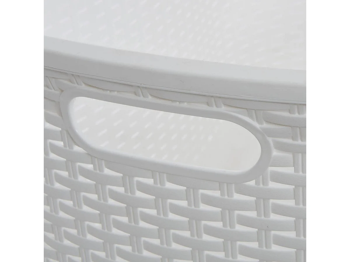 Corbeille à Linge Effet Rotin "Raga" 40L Blanc