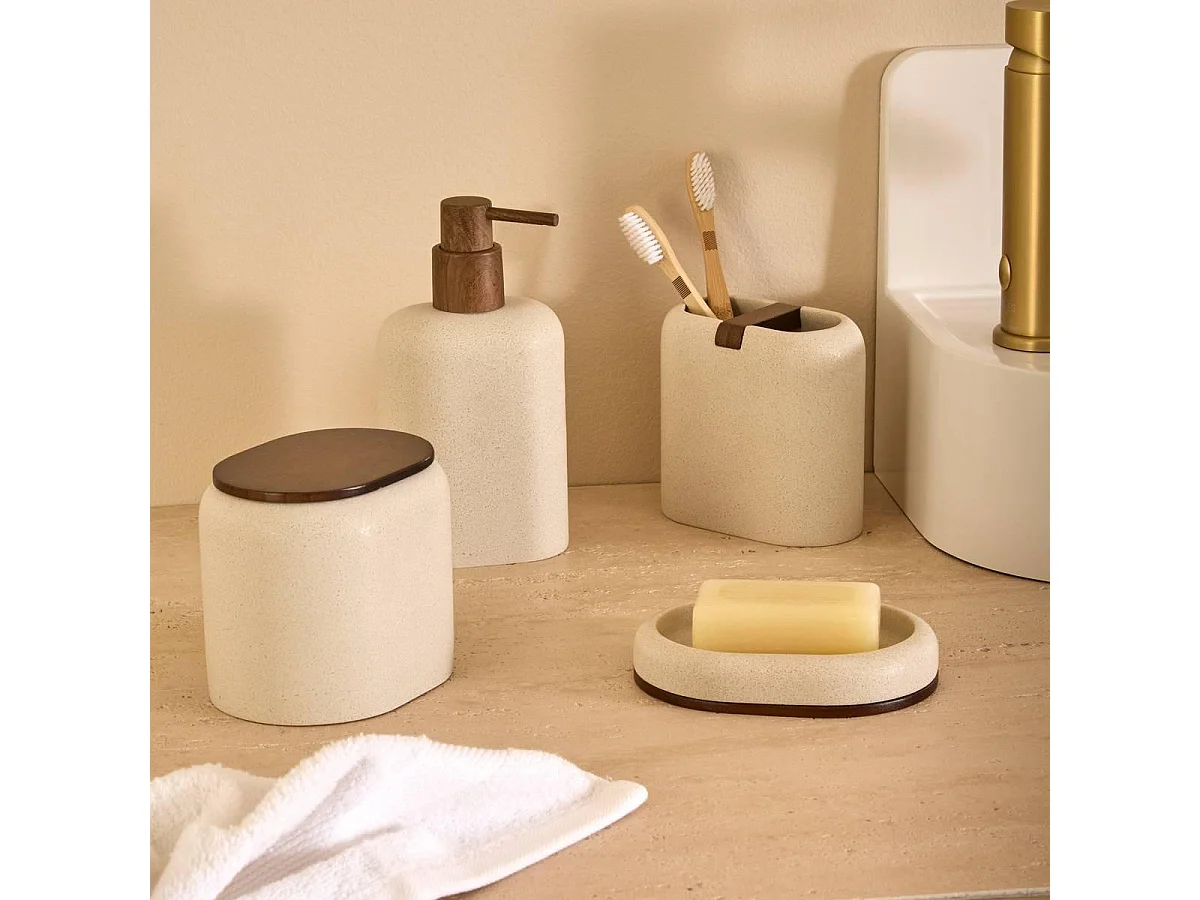 Pot à Cotons en Résine "Argiléo" 10cm Beige