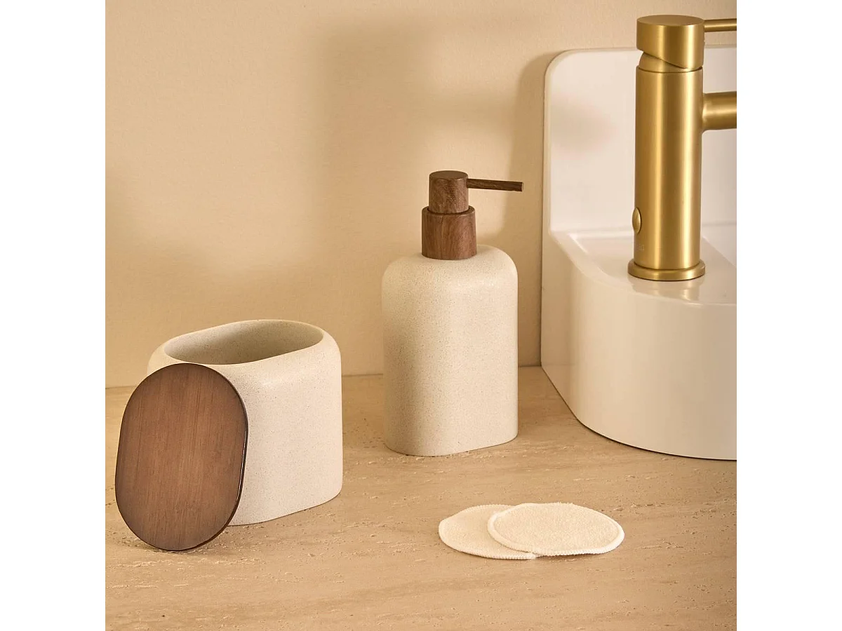 Pot à Cotons en Résine "Argiléo" 10cm Beige
