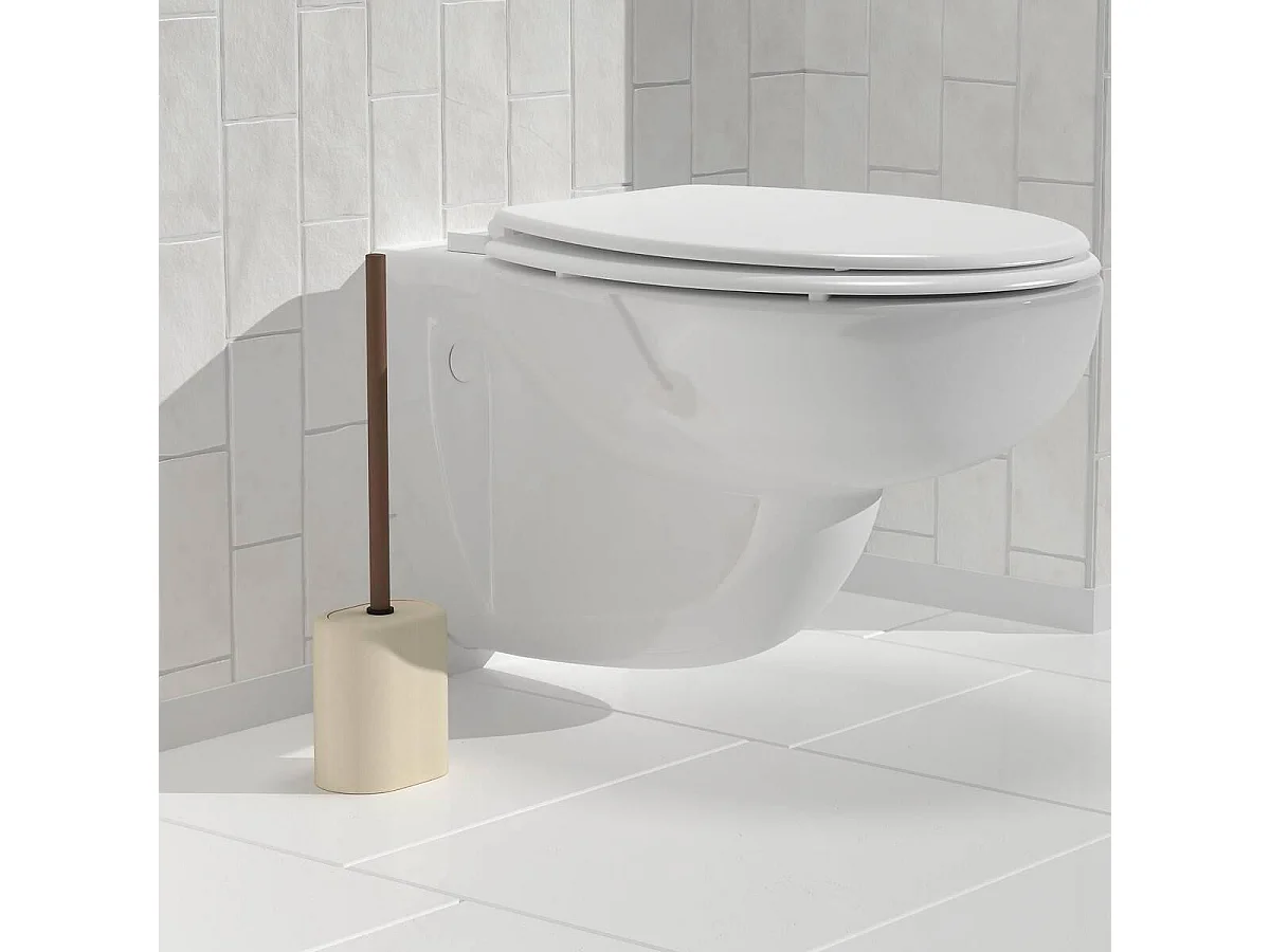 Brosse WC en Résine "Argiléo" 39cm Beige