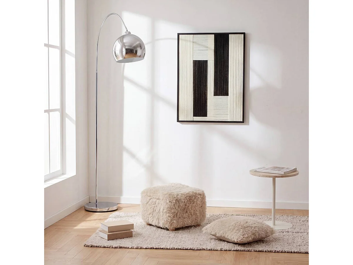 Tabouret d'Appoint Carré "Duvia" 40cm Beige Lin