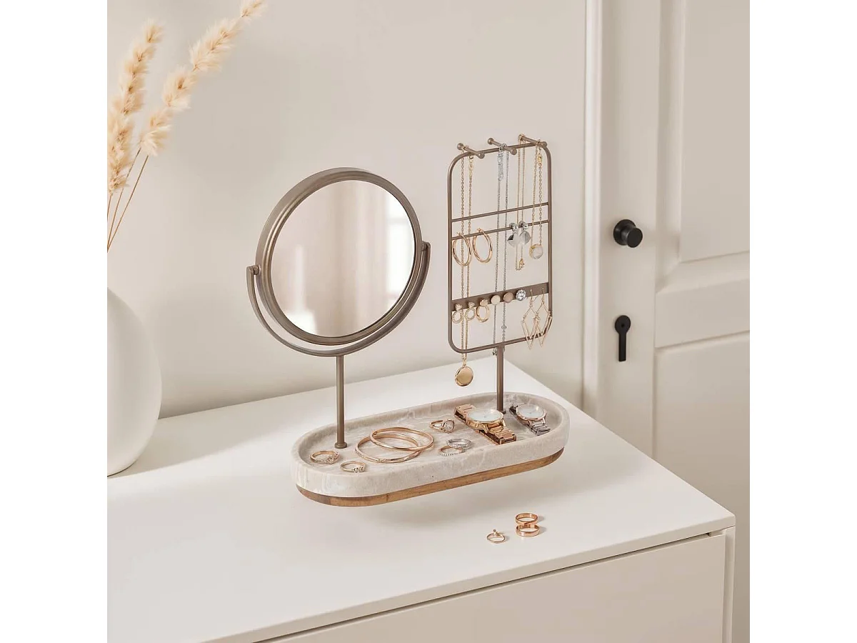 Porte-Bijoux Avec Miroir "Côme" 27cm Beige