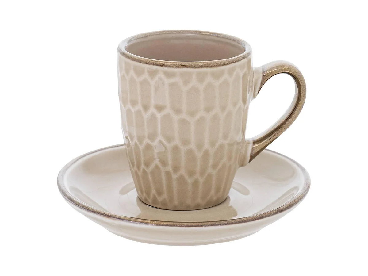 Coffret 2 Tasses & 2 Soucoupes "Ella" 9cl Beige