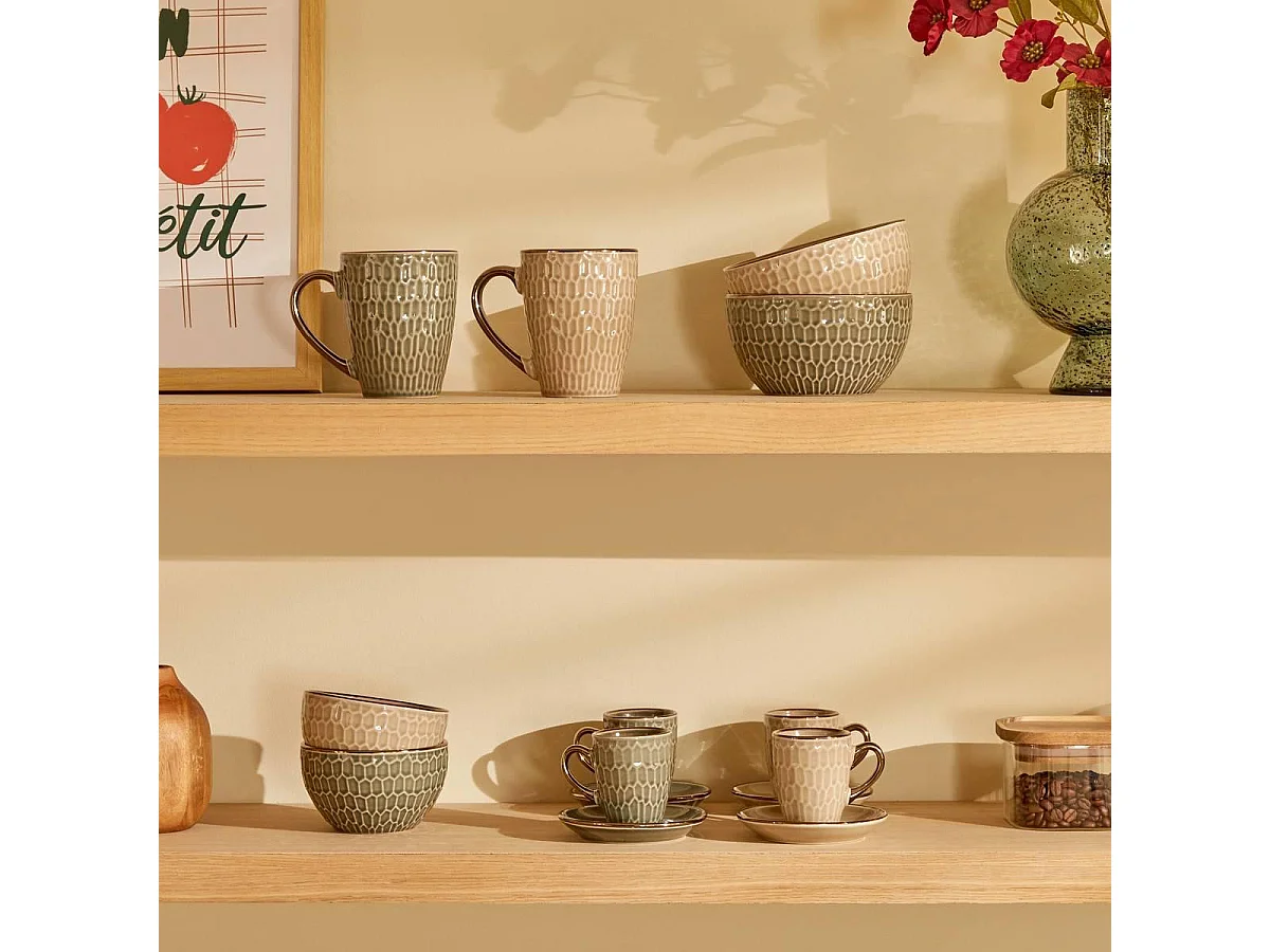 Coffret 2 Tasses & 2 Soucoupes "Ella" 9cl Beige