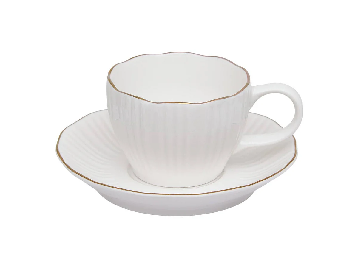 Lot de 6 Tasses Avec Soucoupes "Daphné" 13cl Blanc
