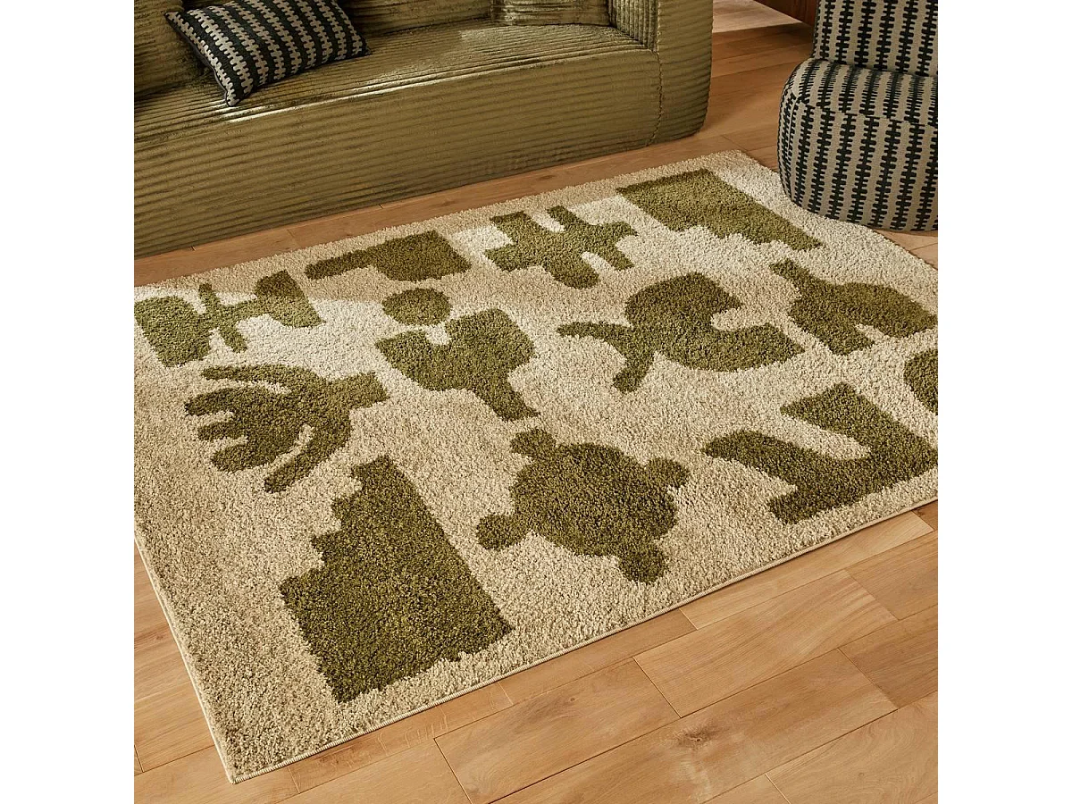 Tapis de Salon Déco "Nyero" 160x230cm Kaki