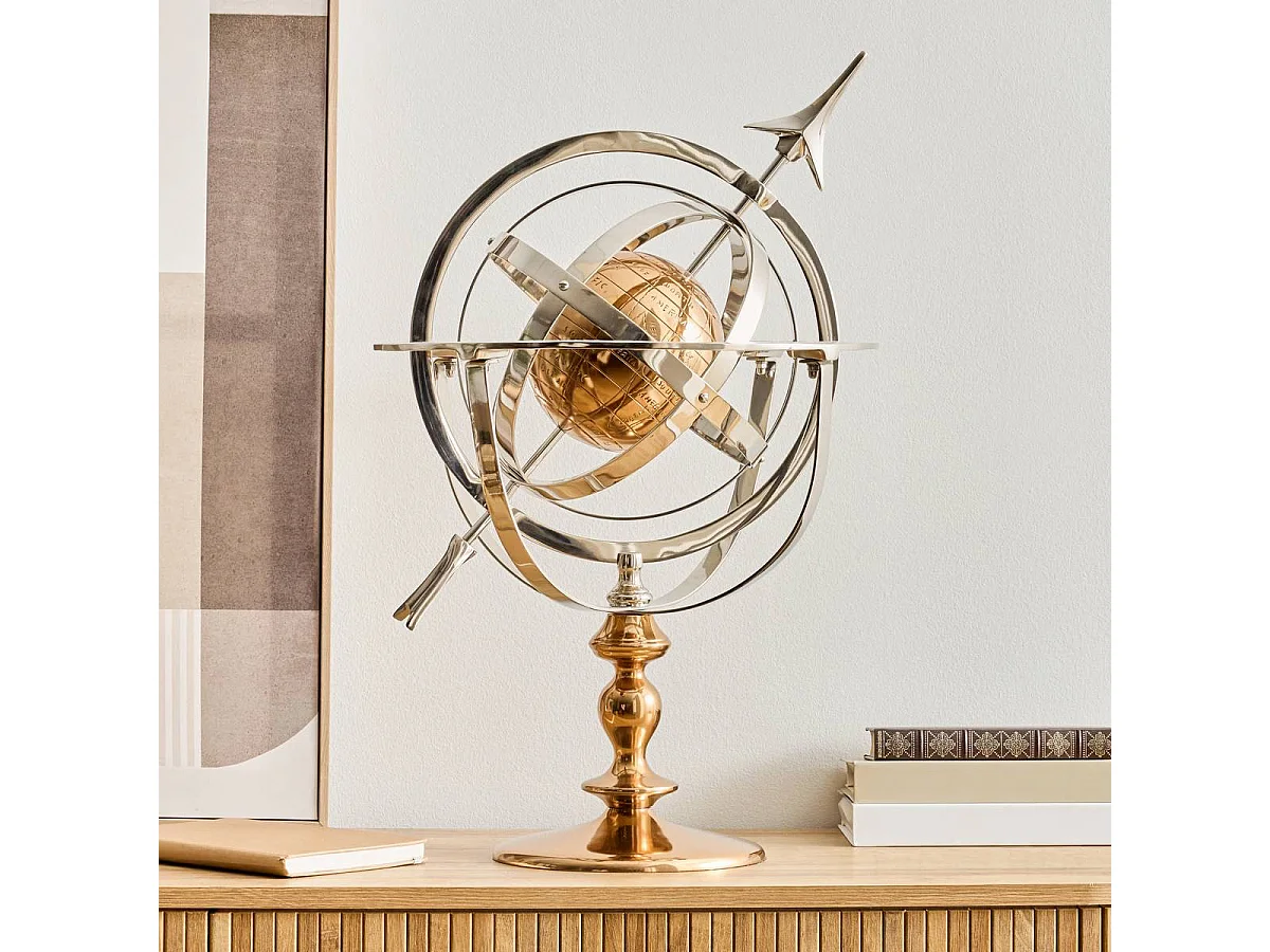 Sphère Armillaire Déco "Nell" 59cm Argent