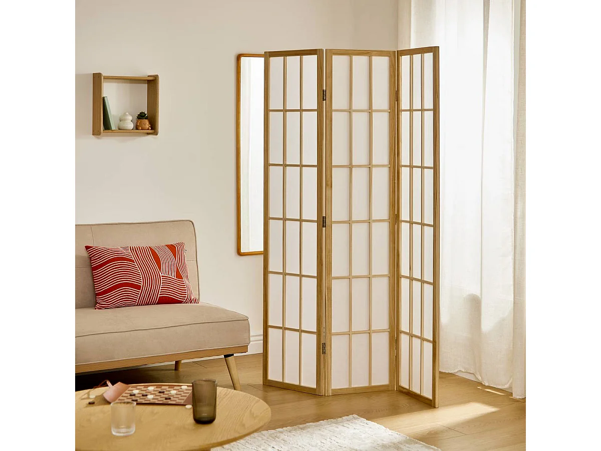 Paravent 3 Panneaux "Sandai" 170cm Blanc