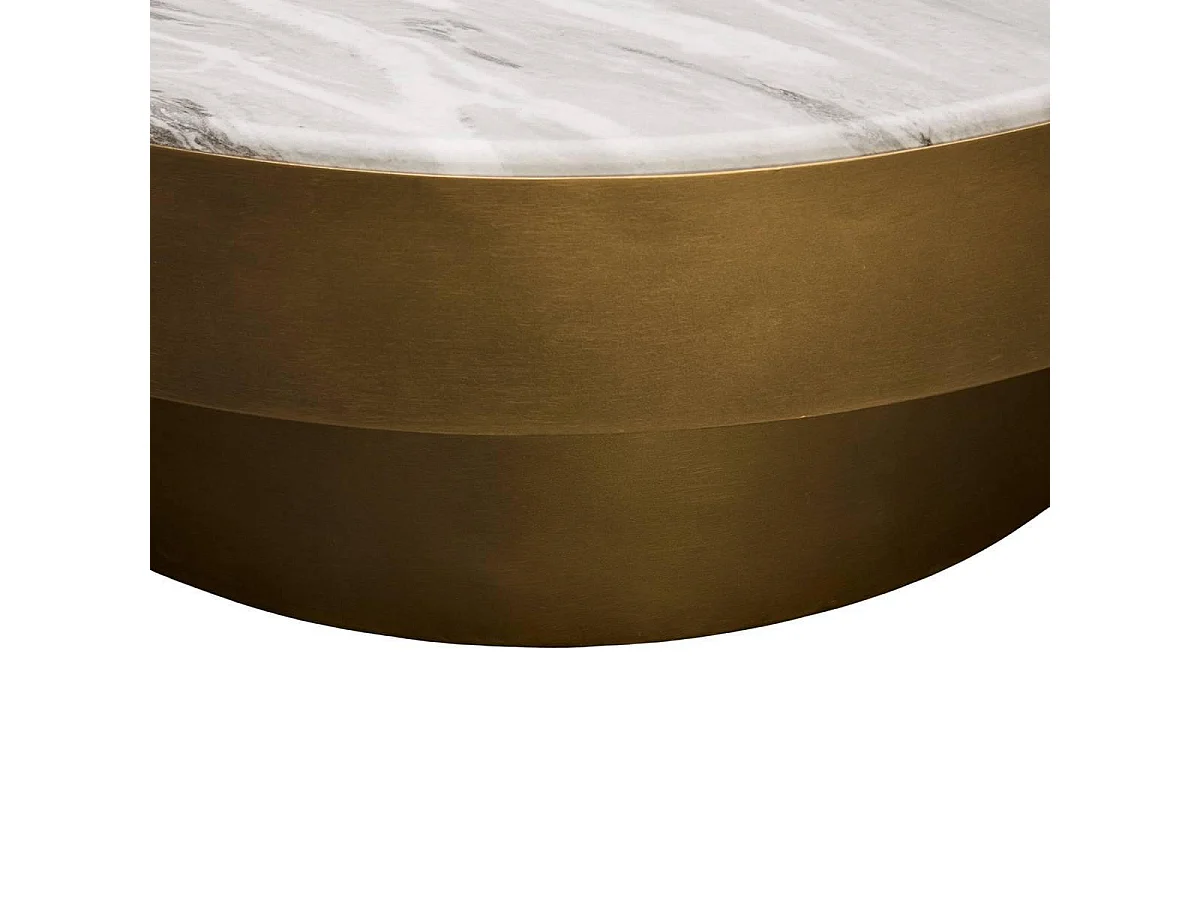 Table Basse Effet Marbre "Barrel" 80cm Doré