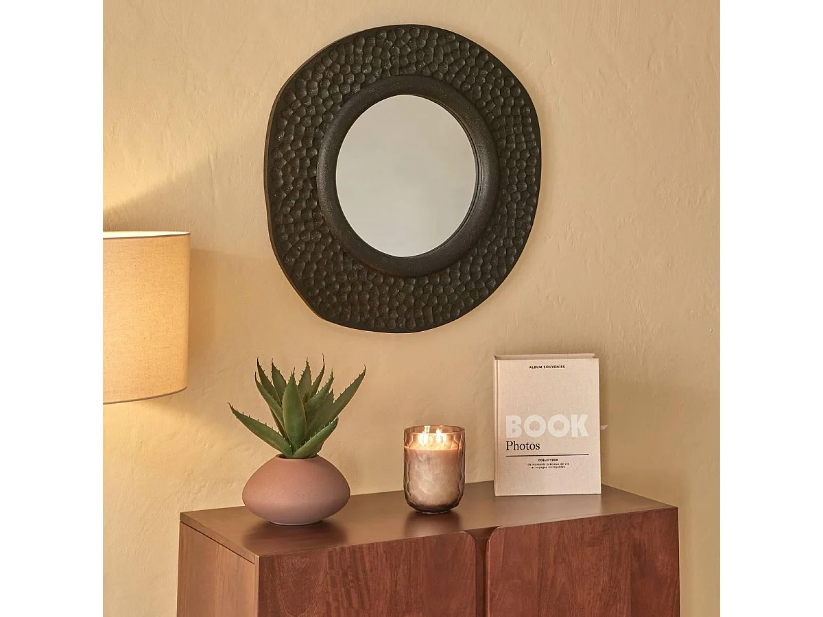 Miroir Mural Alvéolé "Nyero" 60cm Noir