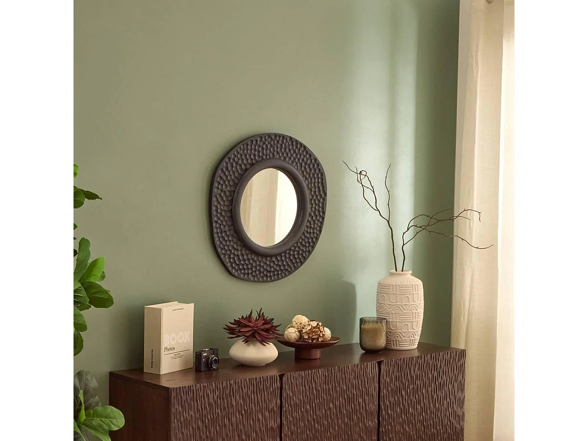 Miroir Mural Alvéolé "Nyero" 60cm Noir