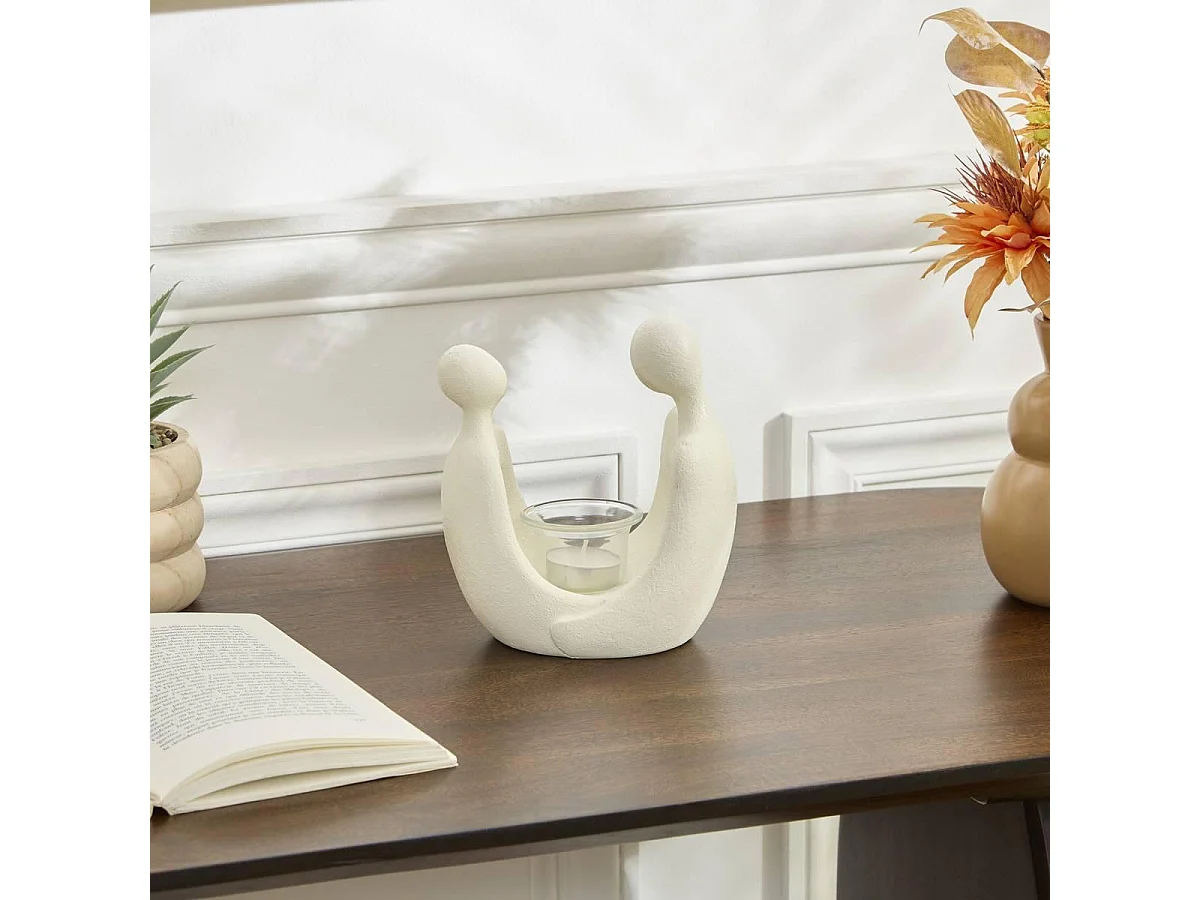 Photophore Silhouette Humaine "Mora" 17cm Blanc