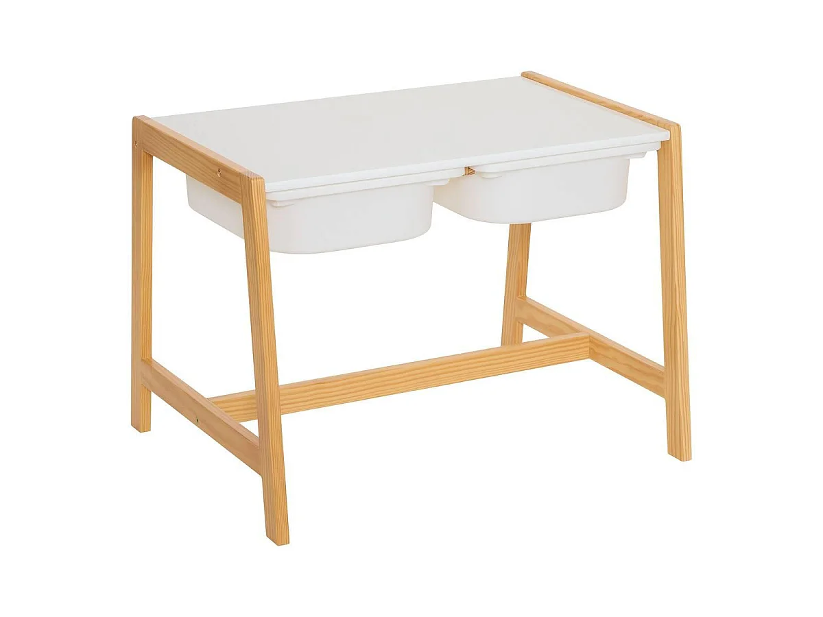 Ensemble Bureau & 2 Tabourets Enfant "Bako" 63cm Blanc