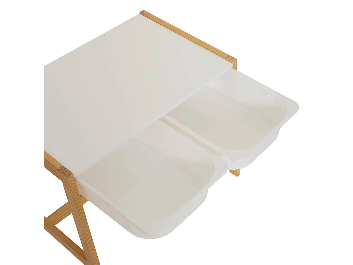 Ensemble Bureau & 2 Tabourets Enfant "Bako" 63cm Blanc