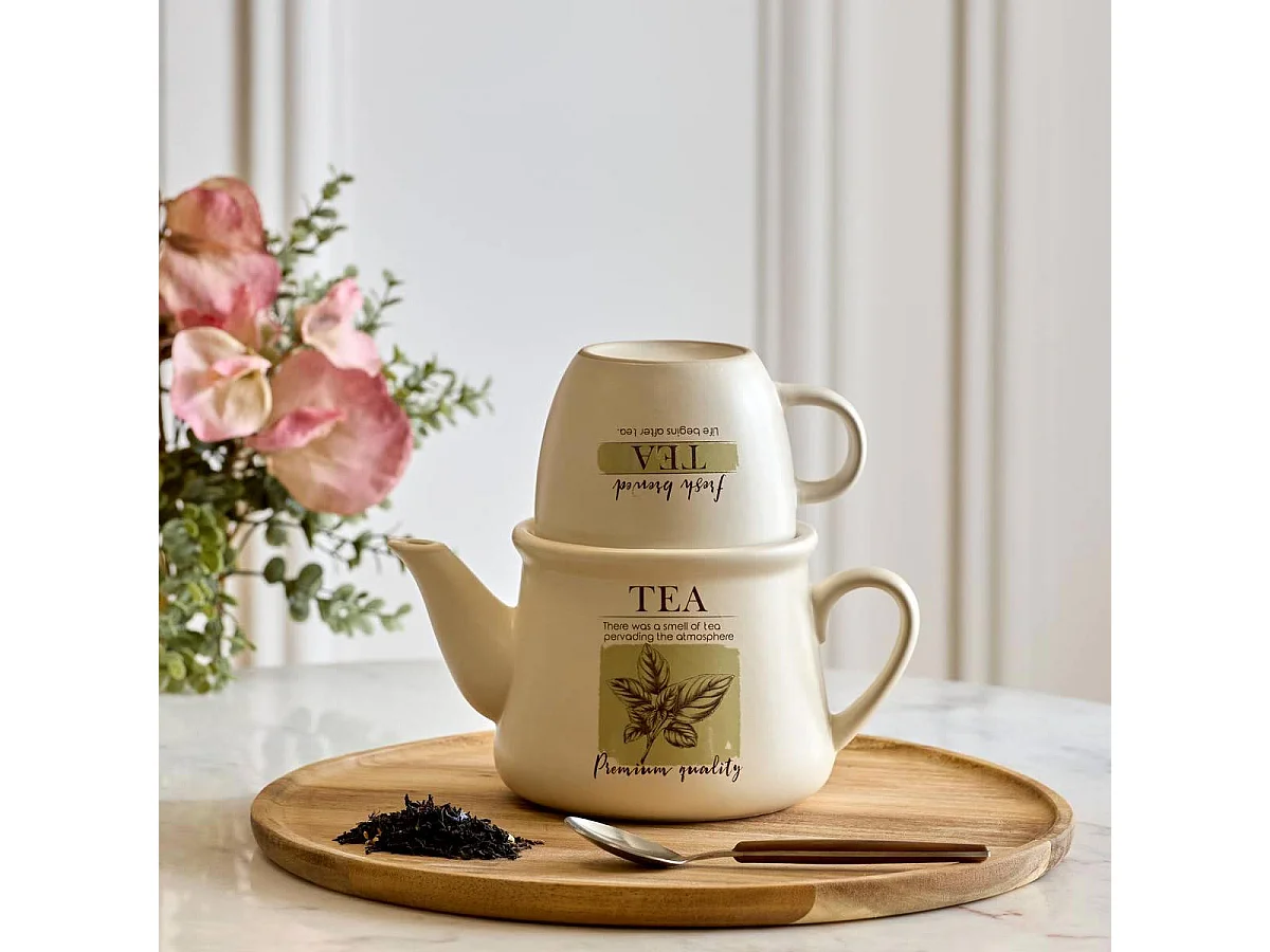 Théière Solitaire en Grès "Wellness" 60cl Blanc