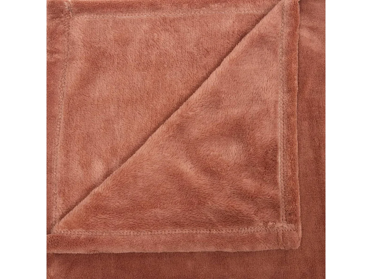 Plaid Uni Microfibre "Kiesa" 180x260cm Terre de Rose