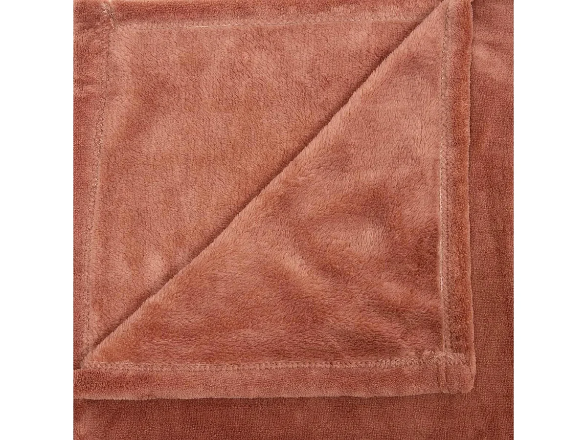 Plaid Uni Microfibre "Kiesa" 130x180cm Terre de Rose