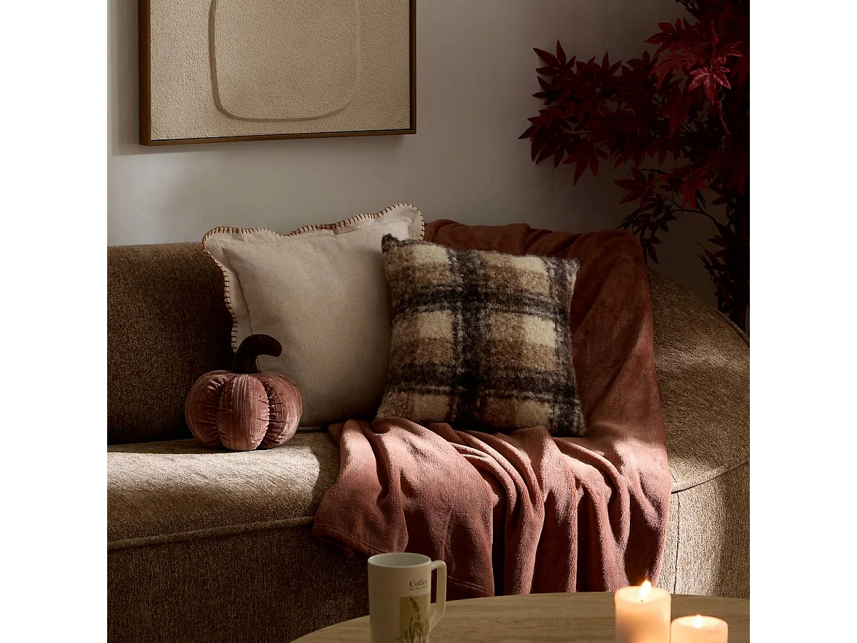 Plaid Uni Microfibre "Kiesa" 130x180cm Terre de Rose