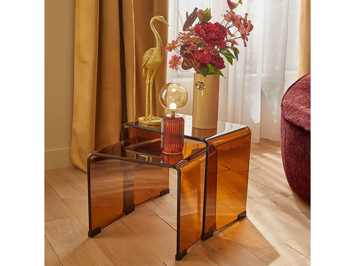 Lot de 2 Tables d'Appoint Gigognes "Lenia" 47cm Ambre