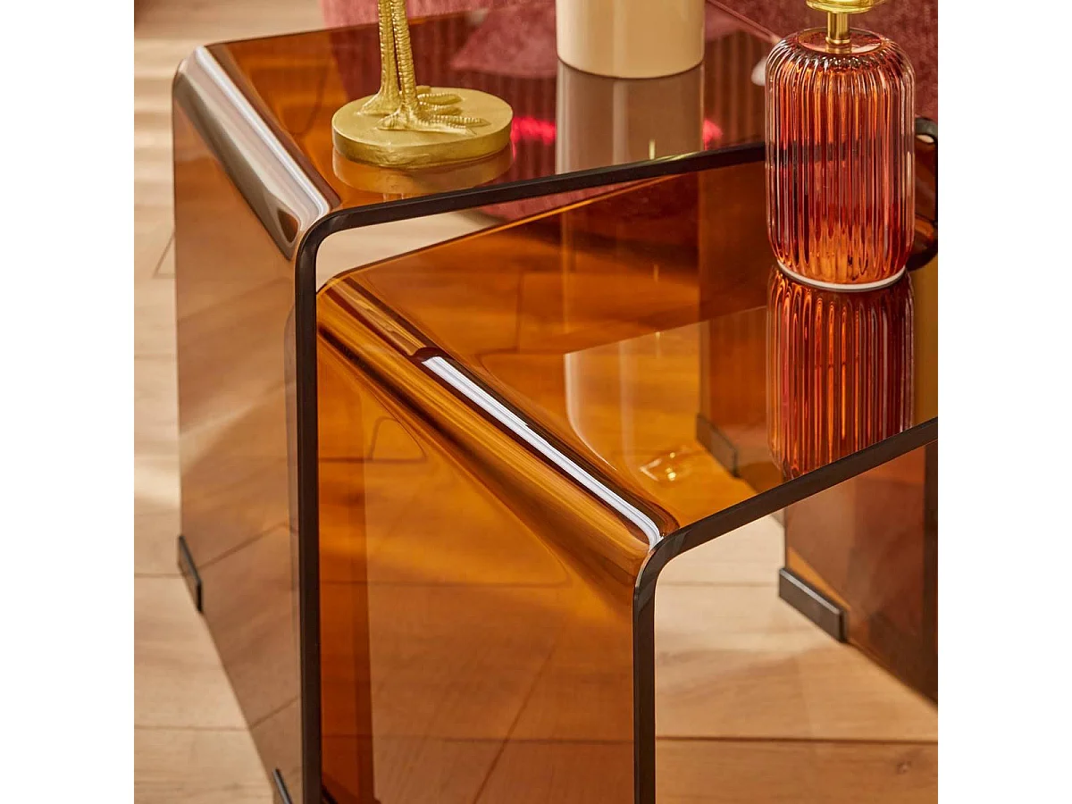 Lot de 2 Tables d'Appoint Gigognes "Lenia" 47cm Ambre