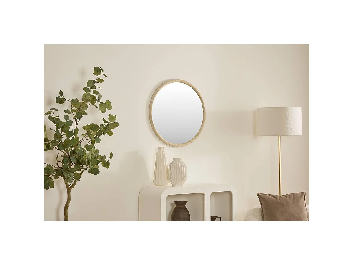 Miroir Mural Effet Travertin "Trudy" 55cm Beige