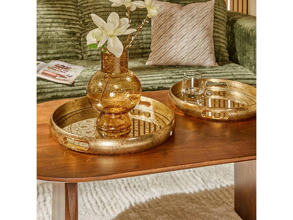 Lot de 2 Plateaux de Service "Zora" 41cm Doré