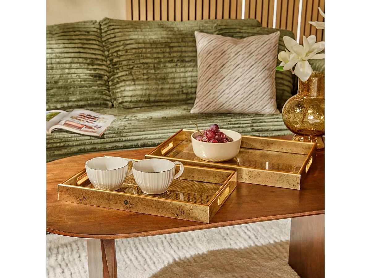 Lot de 2 Plateaux de Service "Elya" 45cm Doré