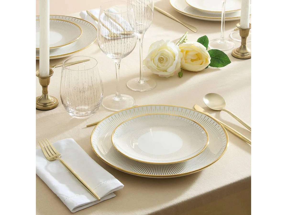 Lot de 6 Assiettes Plates "Lunis" 26cm Doré