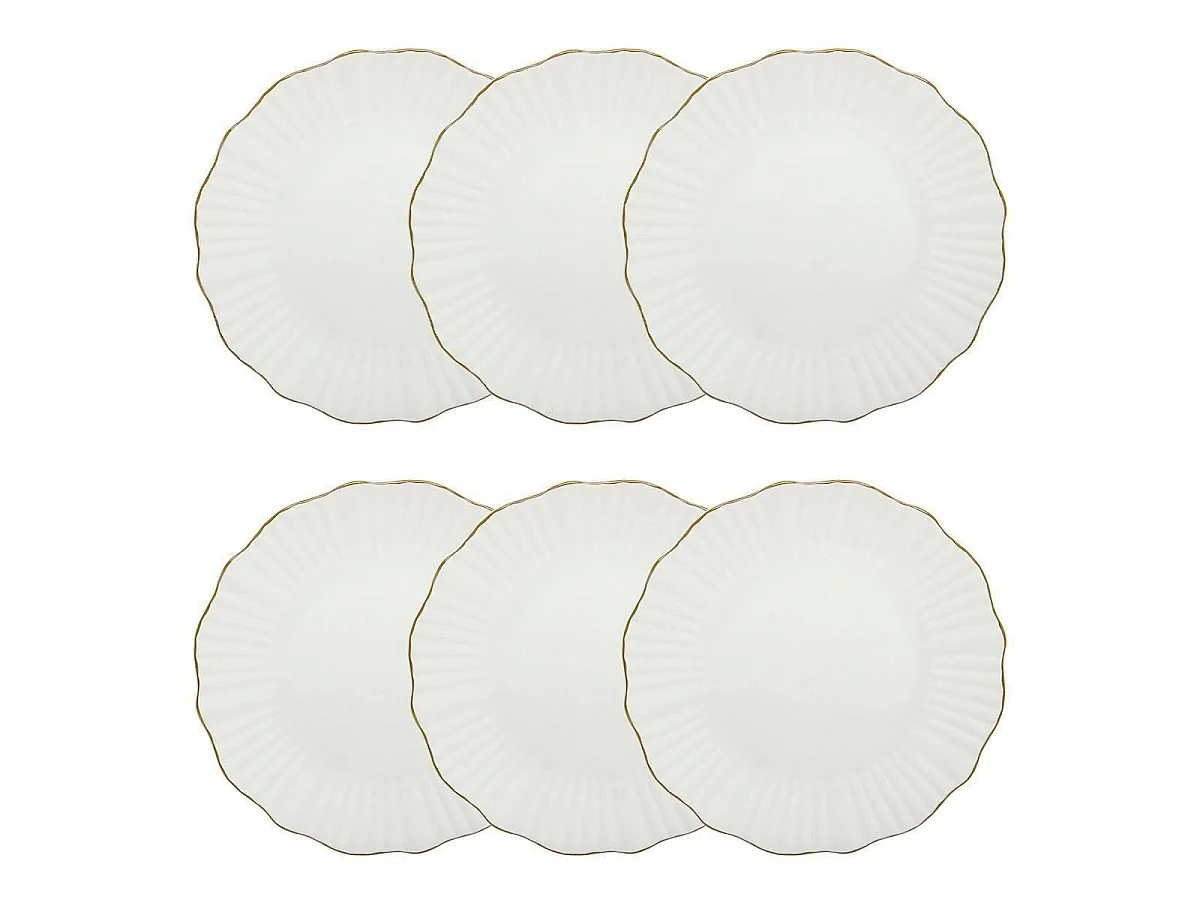 Lot de 6 Assiettes à Dessert "Daphné" 20cm Blanc