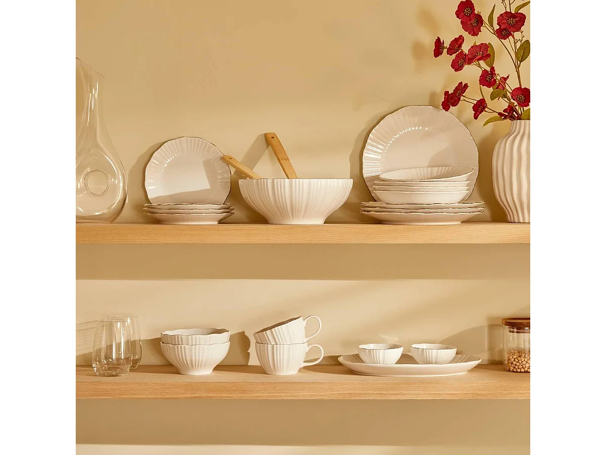 Lot de 6 Assiettes à Dessert "Daphné" 20cm Blanc