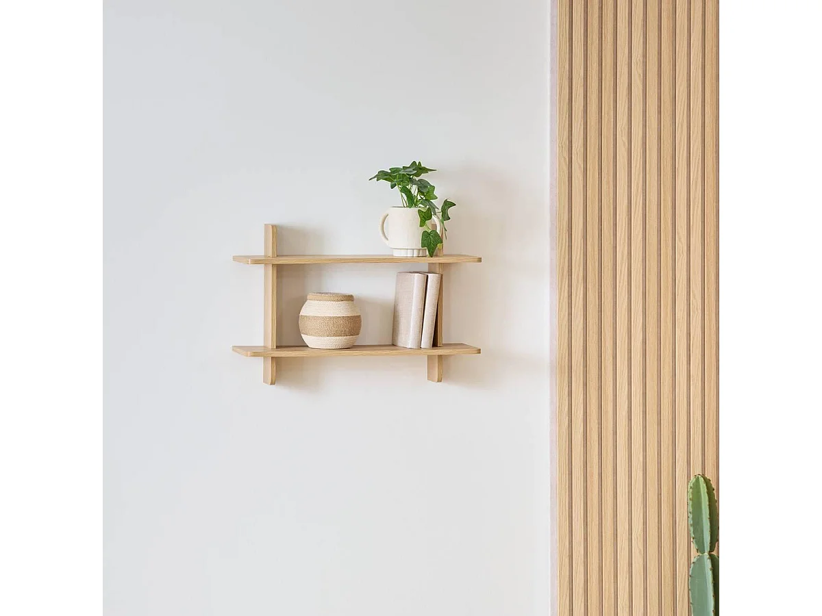 Étagère Murale 2 Niveaux "Fixy" 60cm Naturel